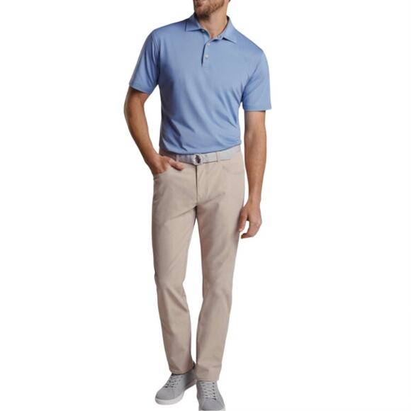 Peter Millar Men's Khaki Performance Five Pocket Straight Leg Pants Sz 38 Cream - Picture 1 of 13